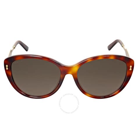 Gucci Asian Fit Havana Gold Cat Eye Sunglasses 